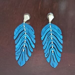 Blue Feather Earrings